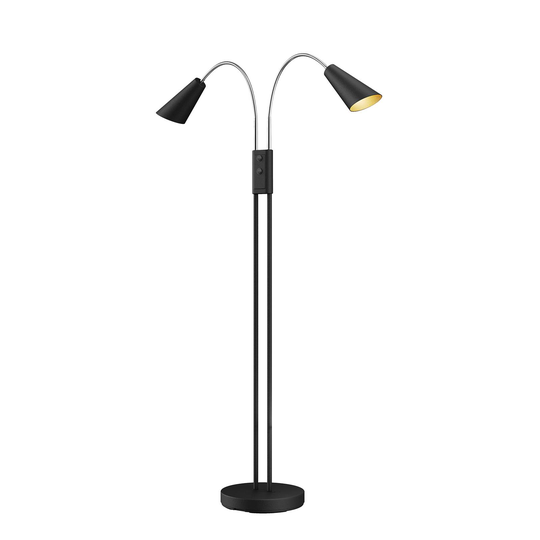 Lucande Medira -lattiavalo, 2-lamp., musta