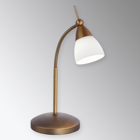 Klassinen LED-pöytälamppu Pino, vanha messinki