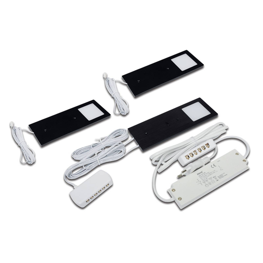 LED-kaapinalusvalaisin Eco-Pad F 3 kpl 3000K musta