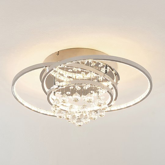 Lucande Keely -LED-kattovalaisin, kristalli 56,5cm