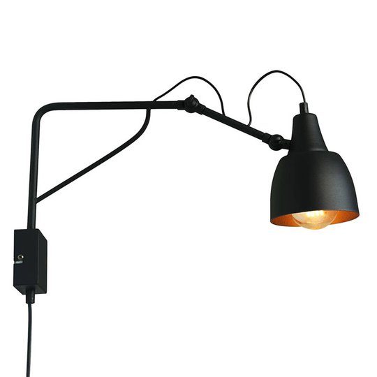 Seinävalaisin 1002, pistoke, 1-lamppuinen, musta