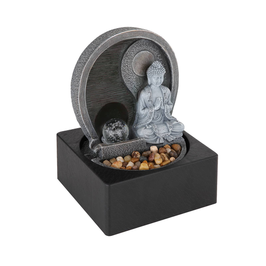 LED-huonesuihkulähde Fontana, antrasiitti, budha