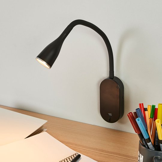 Säädettävä Enna-seinävalaisin LED, USB-portti