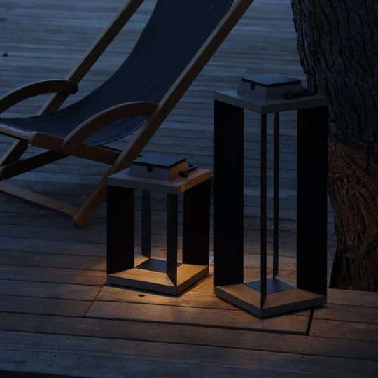 Aurinkokäyttöinen lyhty Teckalu, musta, 36,5cm