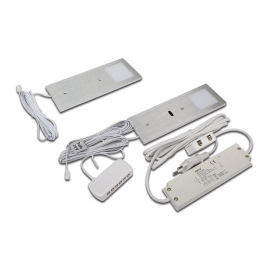 LED-kaapinalusvalo Eco-Pad F 2 kpl 4000K, alumiini