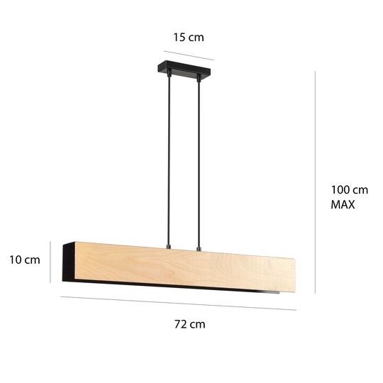 Riippuvalo Carlo 3 Black, puinen varjostin, 72 cm