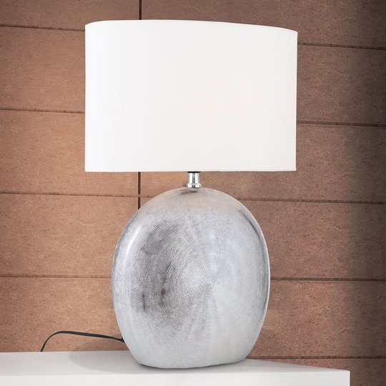 Keraaminen pöytävalaisin Ethno 52 cm valkoinen