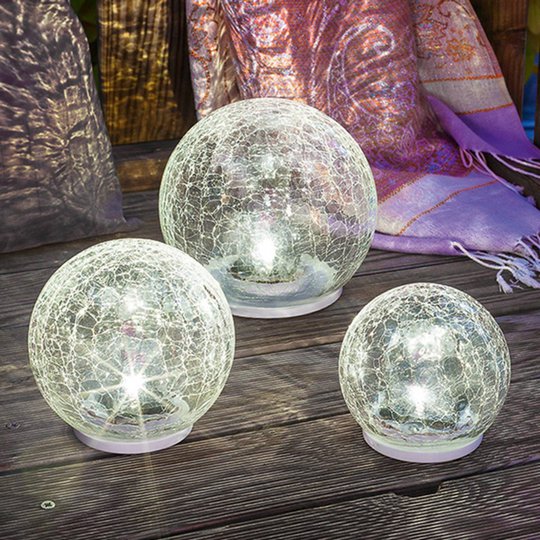 3-os. LED-aurinkokennovalaisinsetti Crackle Ball