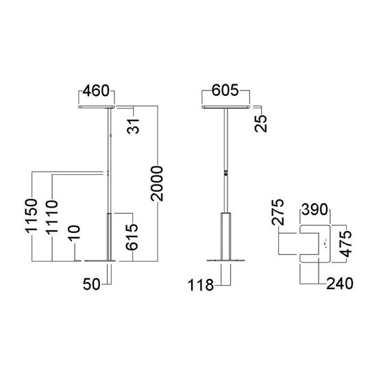 Toimiston LED-lattialamppu LINEA-F, CCT, harmaa