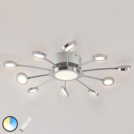 Kromattu LED-kattovalaisin Meru, eri valovärejä