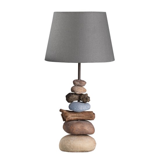 Pöytävalo Vera kangasvarjostin ja kivikoriste 55cm