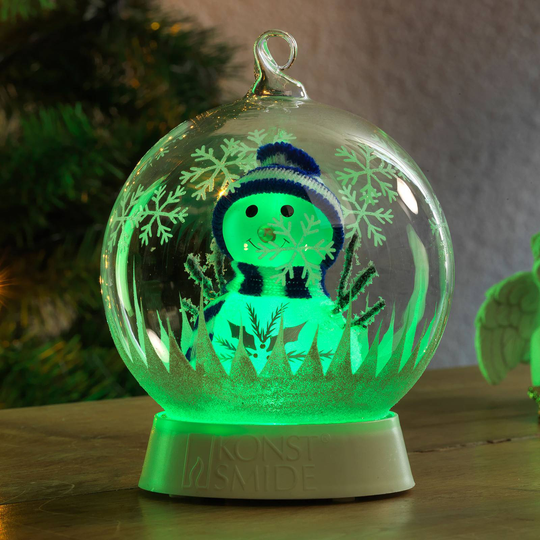LED-koristevalaisin lasipallo, lumiukko