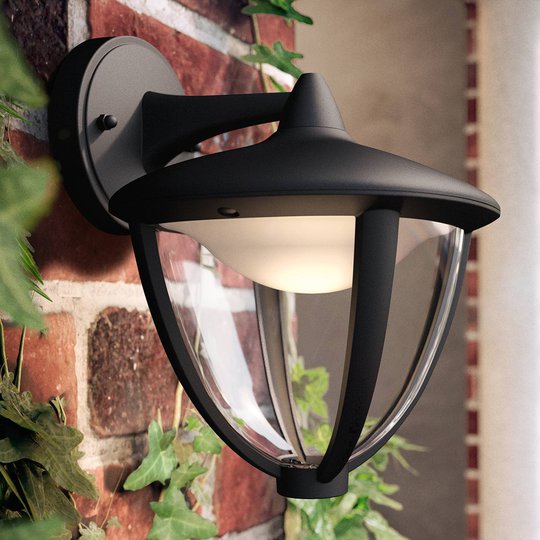 Philips Robin LED-ulkovalo, musta, alasvalaiseva