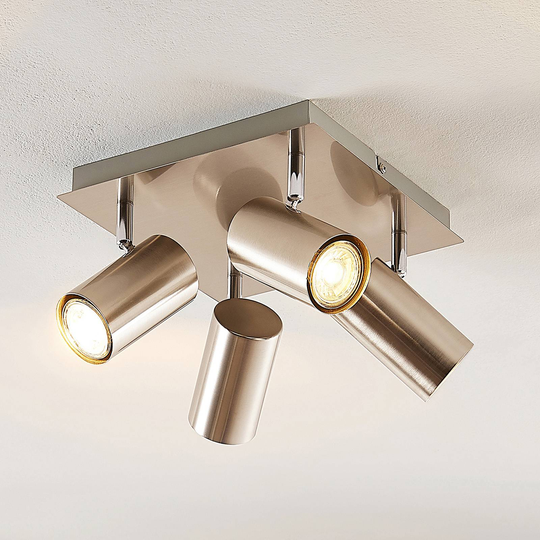 Lindby Joffrey -kattovalaisin, 4-lamp., nikkeli