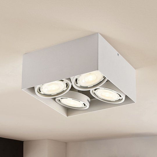 LED-alasvalo Rosalie 4-lamp., kulmikas, valkoinen