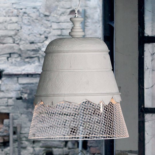 Kipsinen design-riippuvalaisin Domenica valk. 50cm