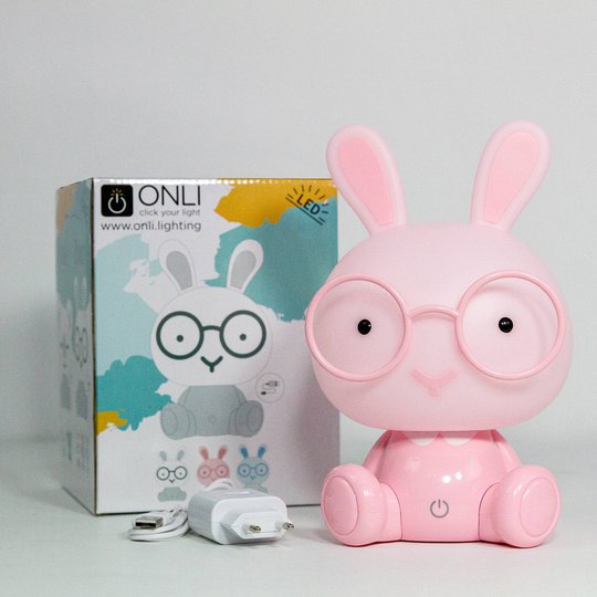 Lastenhuoneen Bunny-LED-pöytälamppu, roosa