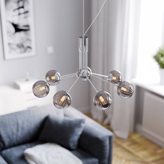 By Rydéns Galax riippuvalo kromi/harmaa 7-lamp