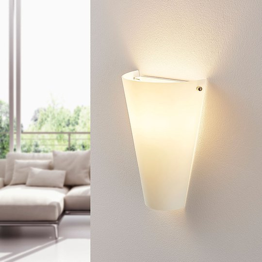 Opaalilasinen seinävalaisin Alia, E14-LED
