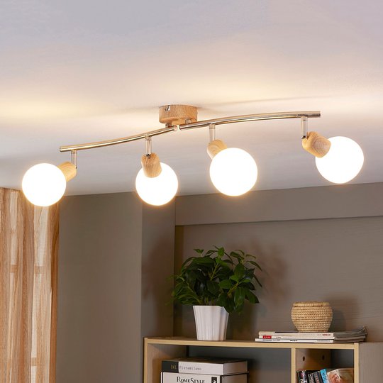 4-lamppuinen LED-kohdevalo Svenka, puupinta