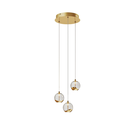 LED-riippuvalo Hayley lasipallot 3-lampp. kulta