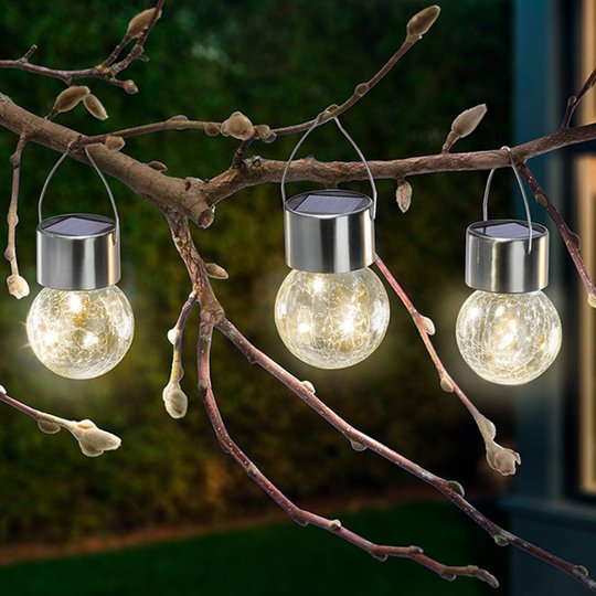 Aurinkokäytt. LED-lamppu Crackle Ball 3 kpl 3 000K
