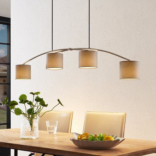 Lucande Juljana -riippuvalo, 4-lamp., kangas