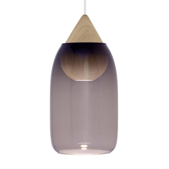 Mater Liuku Drop -riippuvalo, puu/violetti lasi