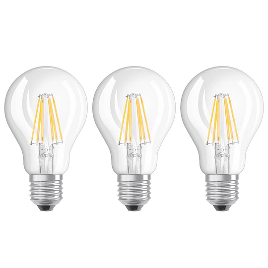 LED-hehkulankalamppu E27 6 W, lämmin valk., 3 kpl