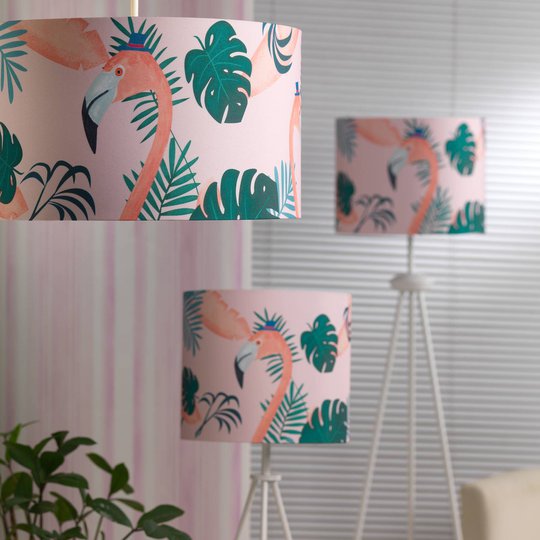 Lattiavalaisin Flamingo, värikäs kangasvarjostin