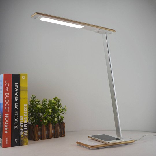 Orbit-LED-työpöytälamppu, induktioalusta, kulta
