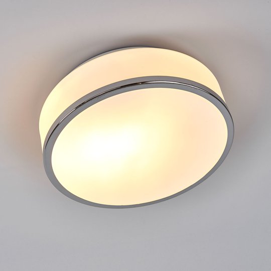 Flush-kattovalo, IP44, Ø 23 cm, satinoitu hopea