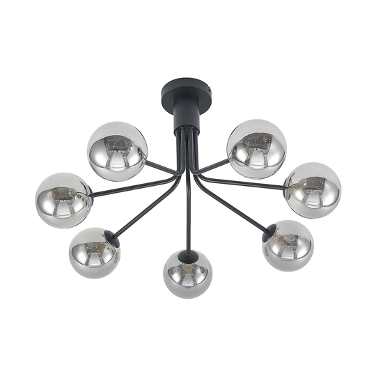Lucande Wynona -kattovalaisin, 7-lamp., musta