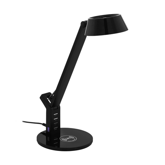 LED-pöytälamppu Banderalo CCT, himmennys, QI musta