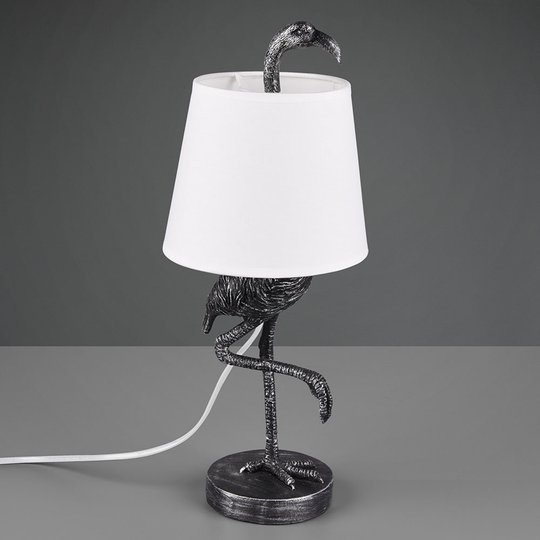 Pöytävalaisin Lola, flamingo, hopea/valkoinen