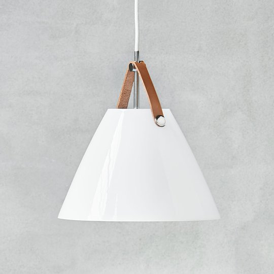 Lasinen LED-riippuvalaisin Strap 27, nahkaripustin