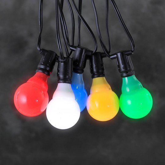 24V-järjestelmä terassivaloketju LED E10 värikäs