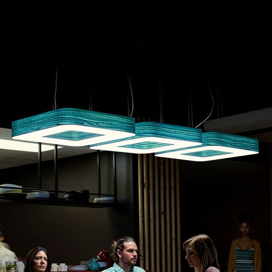LZF Cuad -LED-riippuvalaisin 0–10 V, turkoosi