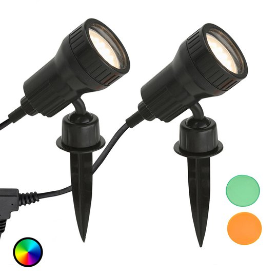 2:n setti LED-maapiikkivalo Terra värisuodattimet