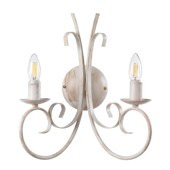 Seinävalaisin Pompei, 2-lamp., antiikki valkoinen