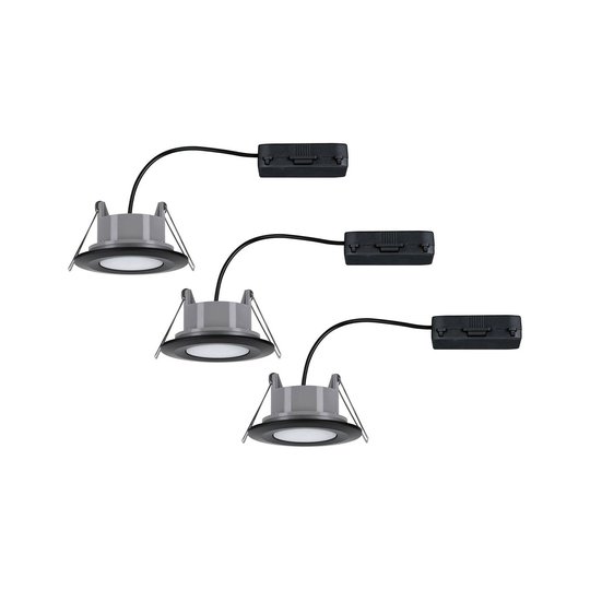 Paulmann Calla -LED-uppovalo 3 kpl, musta kääntyvä