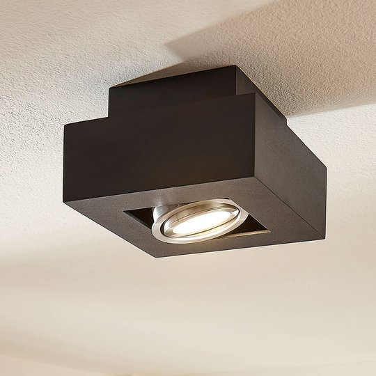 LED-kattolamppu Vince, 14 x 14 cm musta