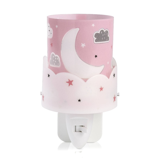 Lastenhuoneen LED-yövalo Moon, roosa