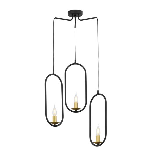 Riippuvalo Candle, 3-lamppuinen, musta
