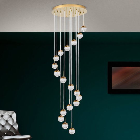 LED-riippuvalaisin Ball 18-lamppuinen, kulta/kerma
