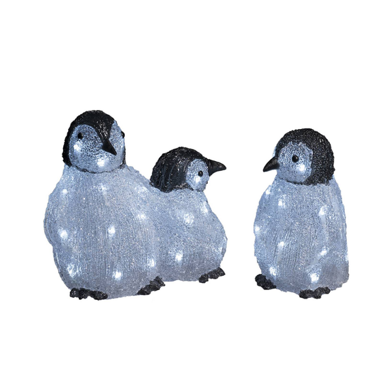LED-akryyli-figuuri pingviiniperhe 3 kpl:n setti