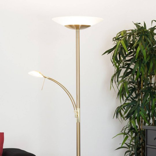 Messinginvärinen LED-lattialamppu IIinca, lukuvalo