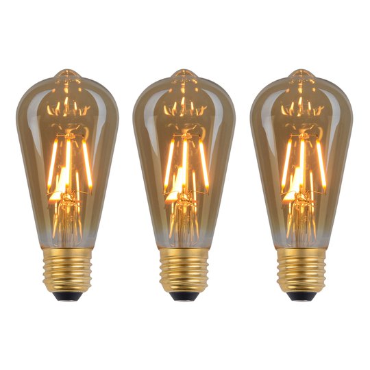 Rustiikki LED-lamppu E27 4W hehkulanka himm. 3 kpl
