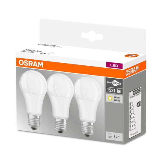 LED-lamppu E27 14 W, lämmin valkoinen, 3 kpl