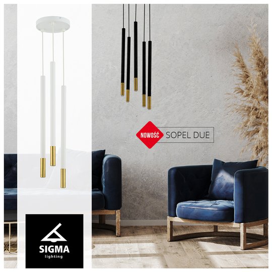 Riippuvalaisin Sopel Due 5, musta/kulta, 5-lamp.